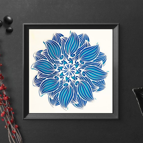 3D Layered Blue Flower Mandala Home Décor - Picture 2 of 2